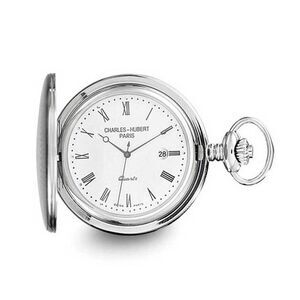 Charles Hubert Stainless Steel White Dial Pocket Watch